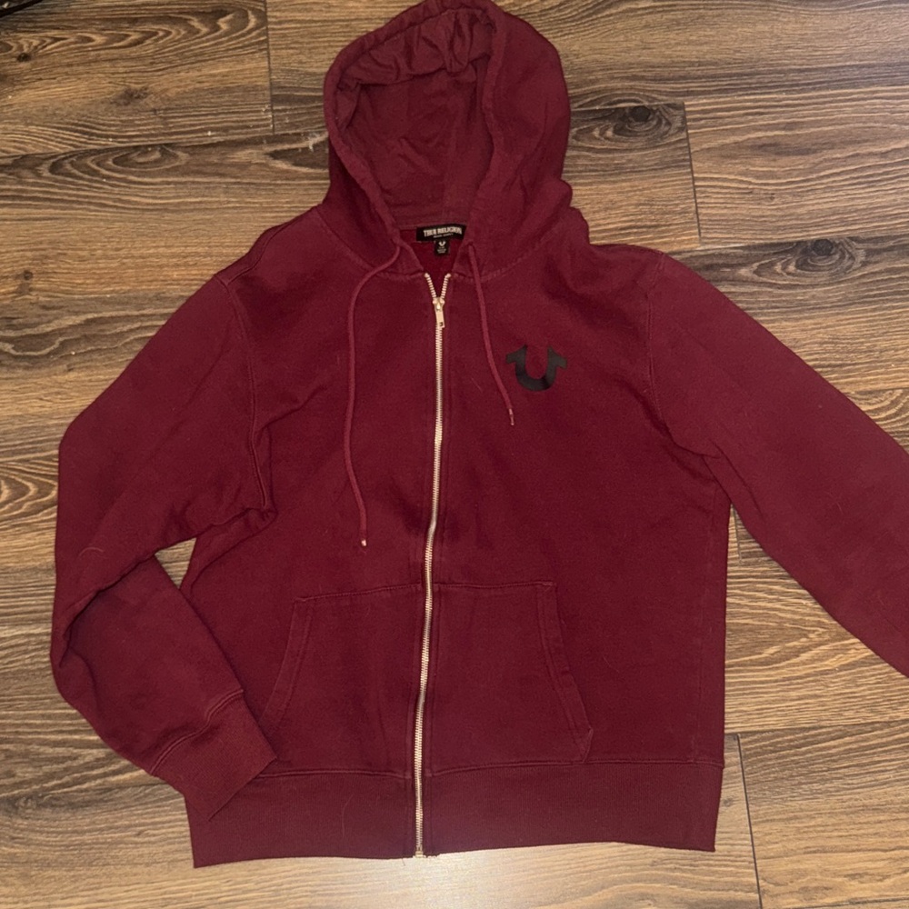 True Religion Maroon Hoodie with Zipper